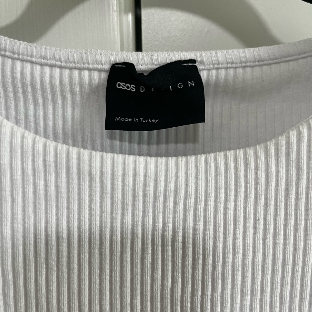 Never worn ASOS White Ribbed Bodysuit - Picture 2 of 2